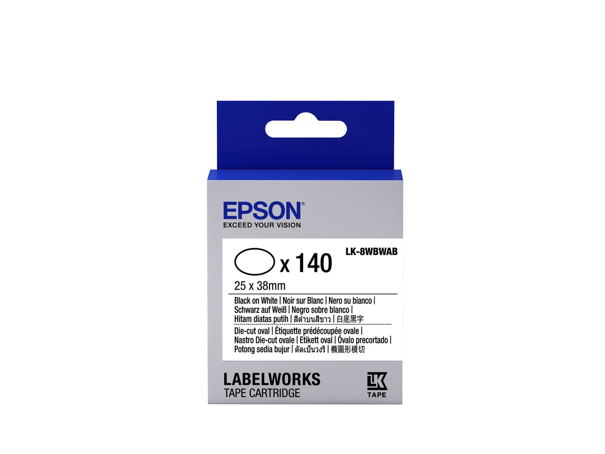 Epson Cinta Lk-8wbwab - Étiquette Prédécoupée Ovale Negro/Blanco 25x38mm
