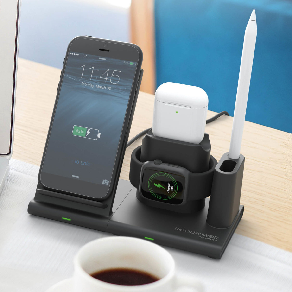 EAN 4040895010612 - RealPower ChargeAIR Connect Smartphone, Reloj inteligente, Tableta Negro USB Cargador inalámbrico Interio imagen 5