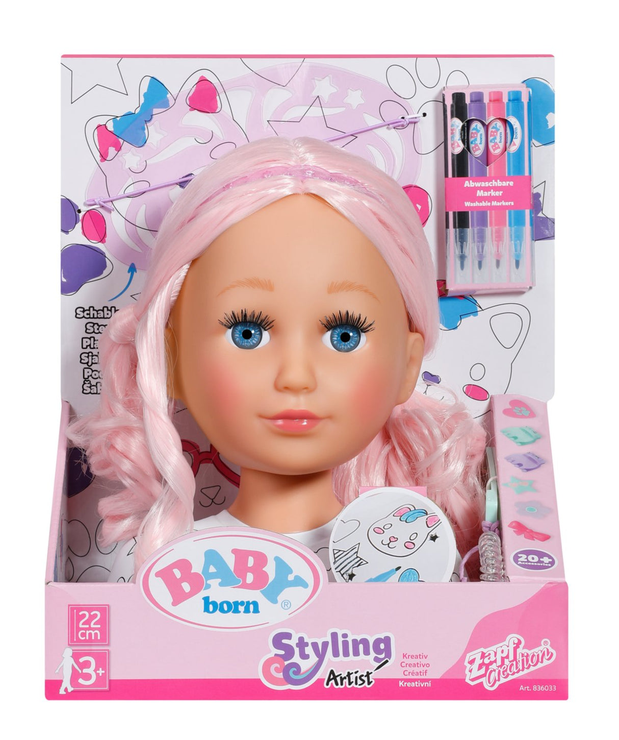 Zapf Creation Baby Born® Styling Head Creative, Make-Up Y Hairy Head 836033