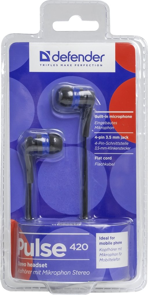 EAN 4714033634236 - Defender Pulse-420 Auriculares Alámbrico Dentro de oído Negro, Azul imagen 5