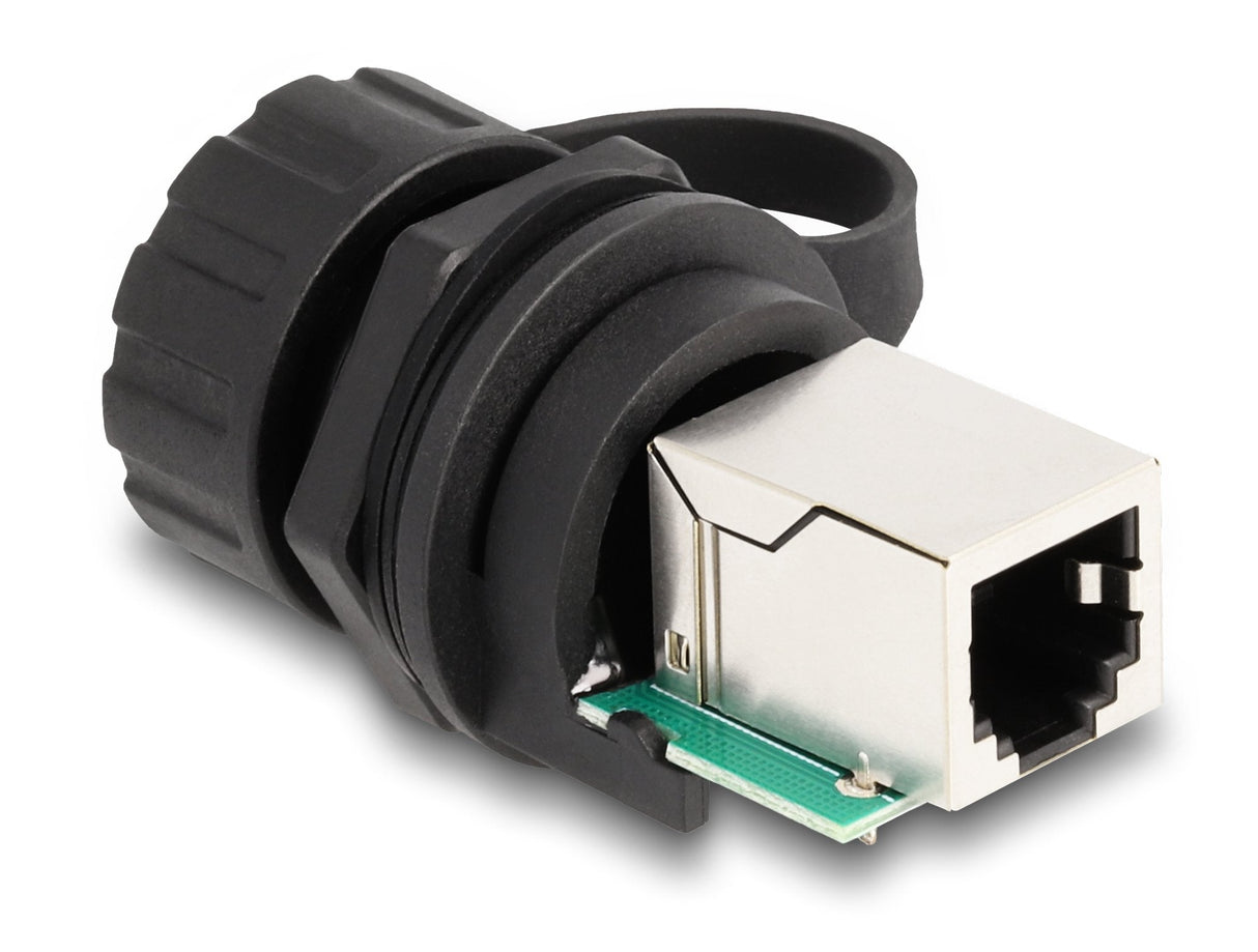 Delock Cableverbinder Rj12 Buchse Zu Rj12 Buchse Zum Einbau Mit Verschlusskappe Ip68 Staub- Und Wasserdicht Schwarz