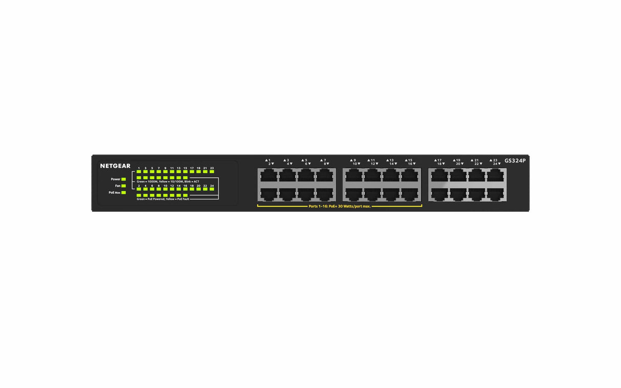 EAN 0606449144802 - NETGEAR GS324P No administrado Gigabit Ethernet (10/100/1000) Energía sobre Ethernet (PoE) 1U Negro imagen 4