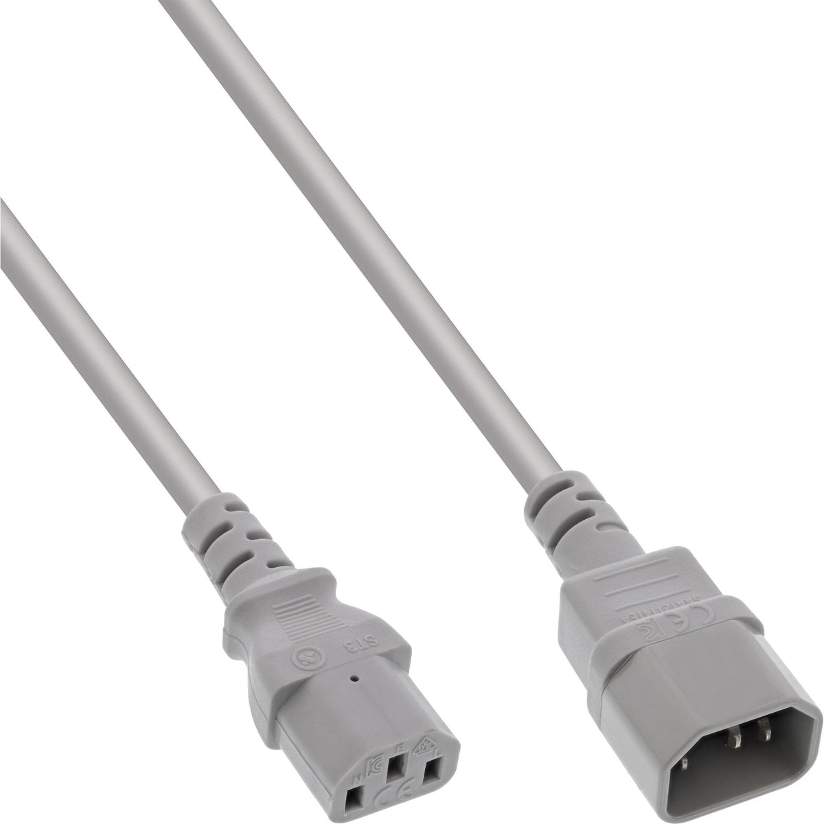 Extensión De Cable De Alimentación Inline, C13 A C14, Gris, 0,75 M
