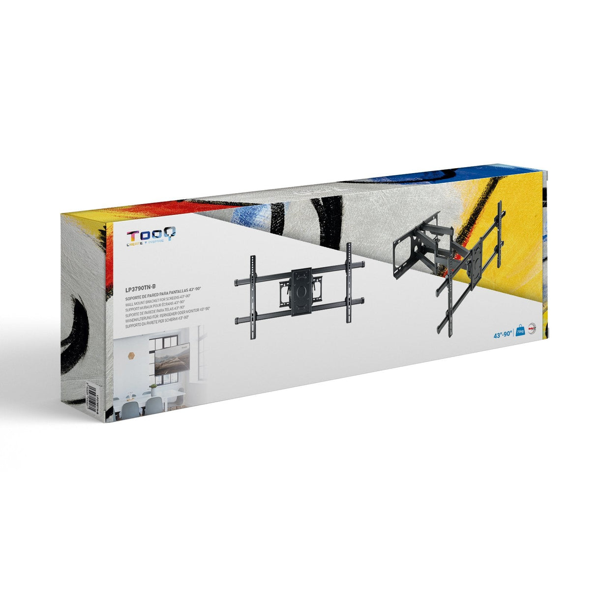 Tooq Soporte De Pared Con Doble Brazo Articulado Para Tv De 37"-90" - Giratorio E Inclinable - Peso Max 75kg - Vesa