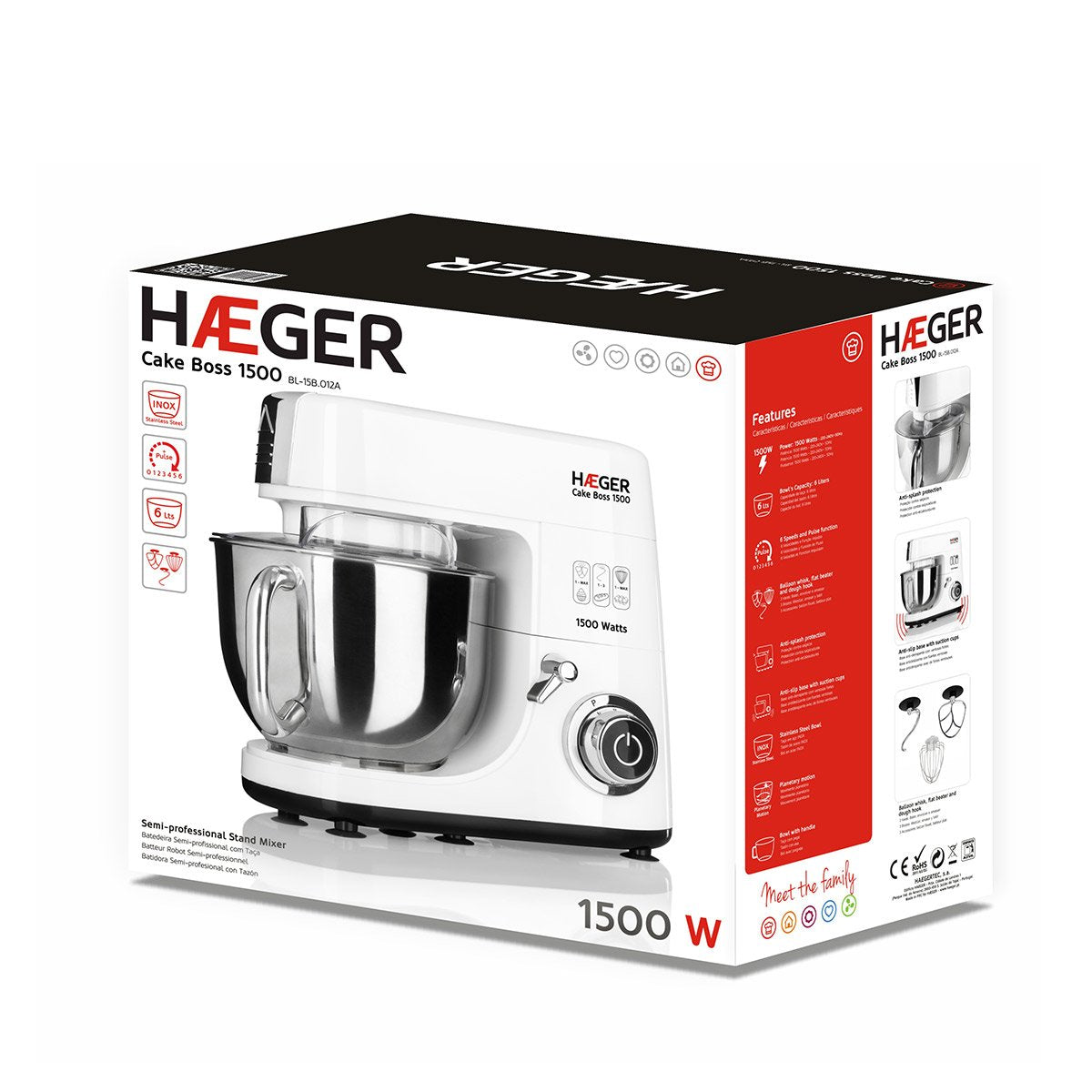 EAN 5608475015144 - Haeger BL-15B.012A batidora Batidora de varillas 1500 W Blanco imagen 4