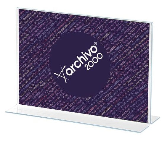 Archivo 2000 Expositor Sobremesa En Forma De T Din A5 Horizontal 75x210x155 Mm Cristal Transparente