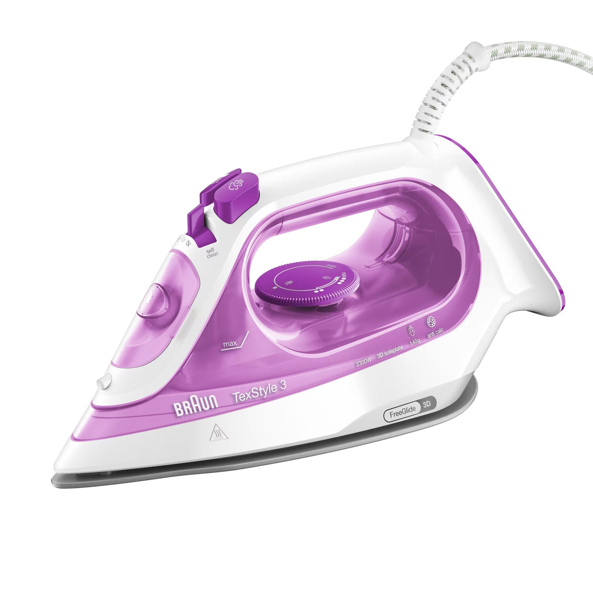 Plancha Braun Texstyle 3 Si 3030 Vapor-Seco Suela Ceramic Ultra Glide 2300 W Rosa