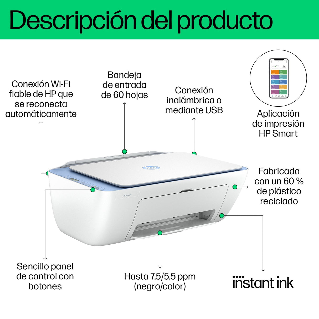 EAN 0196337820449 - HP DeskJet 2822e All-in-One Printer Inyección de tinta térmica A4 4800 x 1200 DPI 7,5 ppm Wifi imagen 5