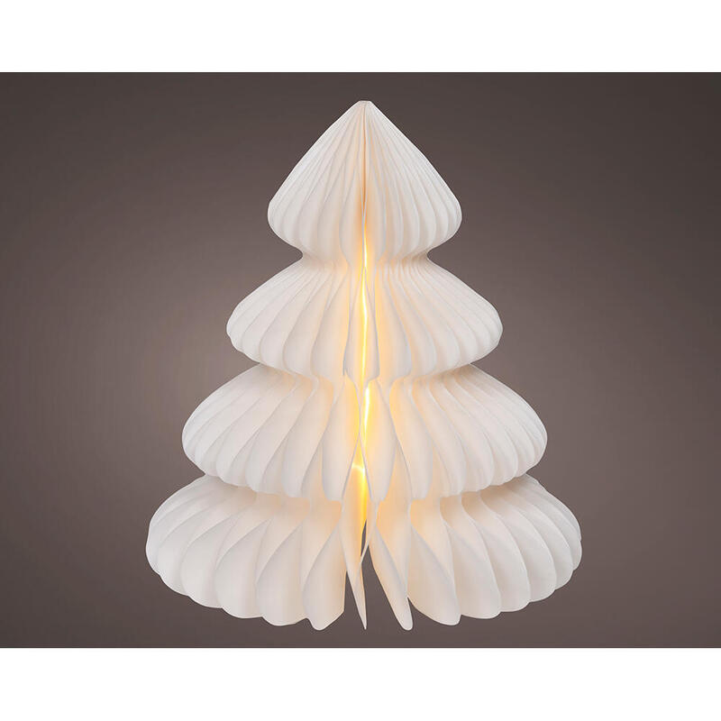 Figura Arbol Blanco De Papel Led Ø24 X 28 Cm