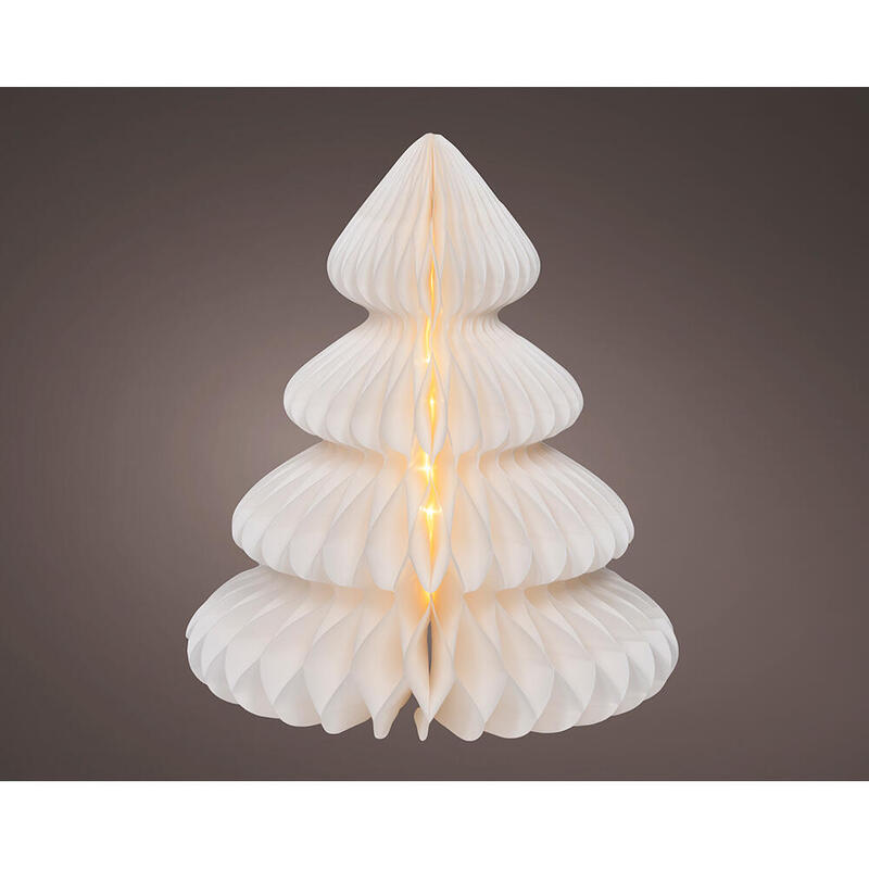 Figura Arbol Blanco De Papel Led Ø42 X 48 Cm