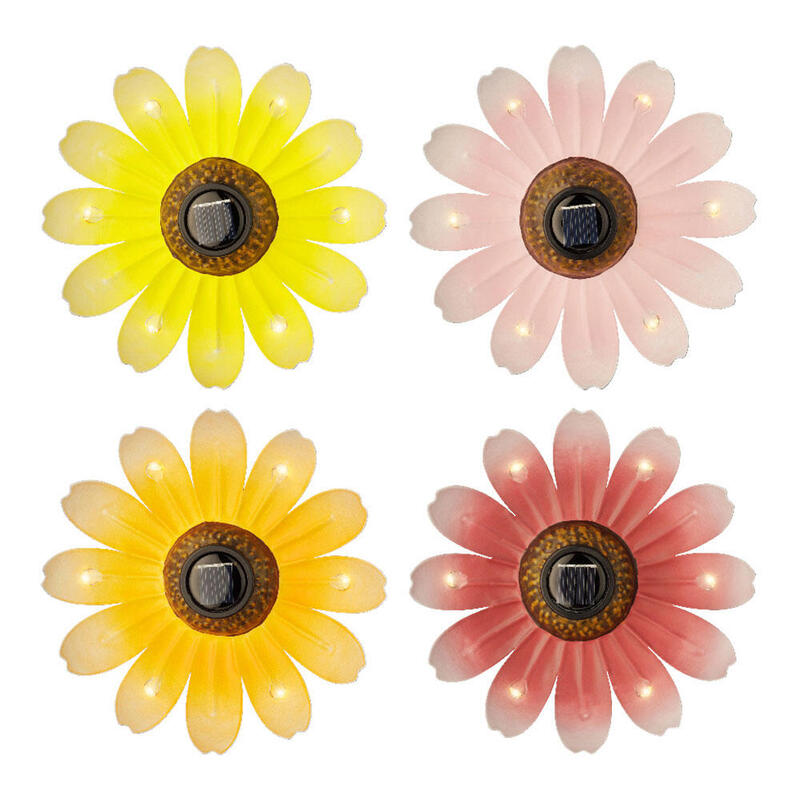 Figura Solar Metálica Con Forma De Flor Colores Surtidos Ø14 X 4 Cm