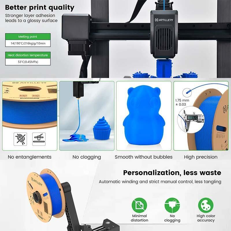 Filamento Artillery Pla Negro - 1.75mm - Bobina De 1kg - Compatible Con Impresoras 3d Fdm