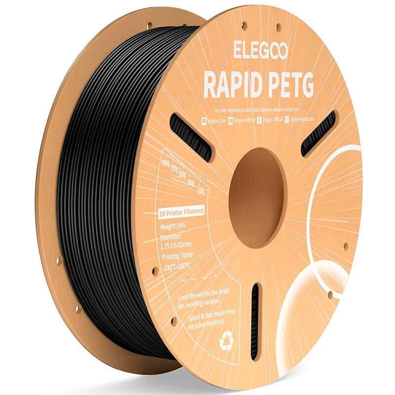 Filamento Elegoo Rapid Petg Negro Para Impresoras 3d Fdm 1.75mm Bobina De 1kg