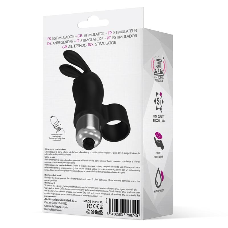 Fingyhop Bala Vibradora Con Conejito Siicona Negro