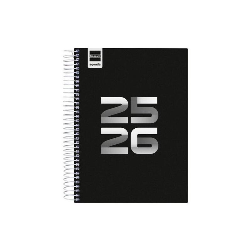 Finocam Agenda Cool Para Estudiantes Espiral 4º 1dp Negro 2025-2026