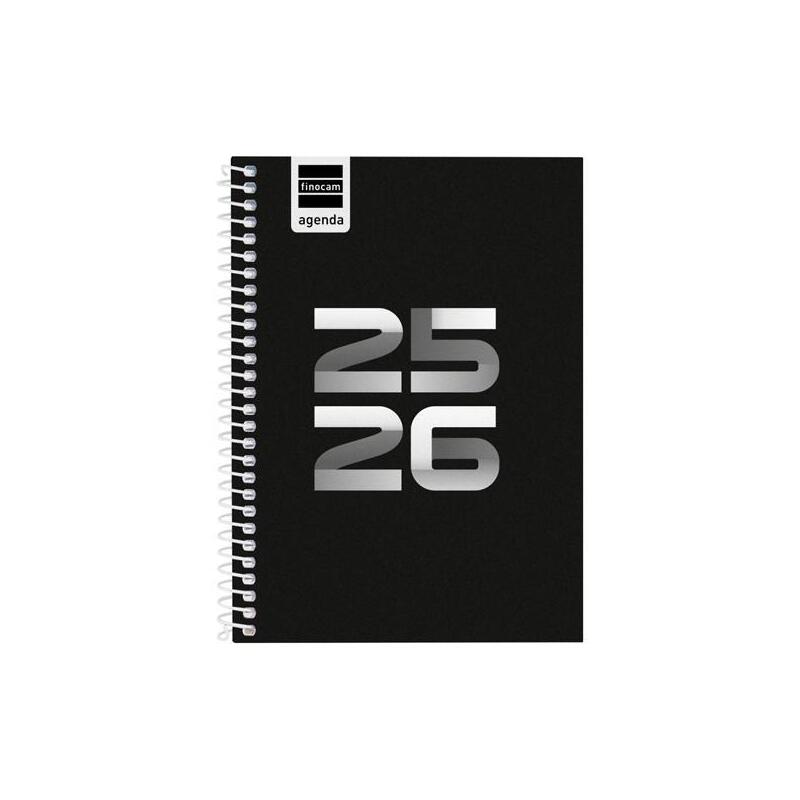 Finocam Agenda Cool Para Estudiantes Espiral 8º Svh Negro 2025-2026