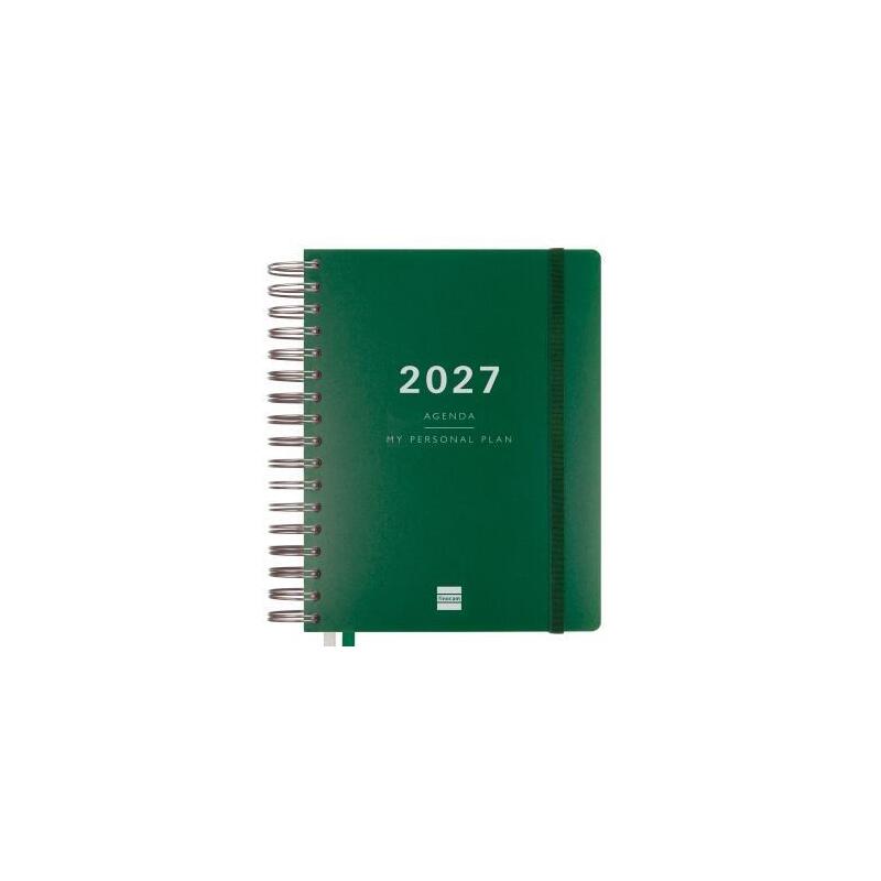Finocam Agenda Espiral Tempus 4º-155x217mm 1dp Tapa Extradura Pp Verde 2027
