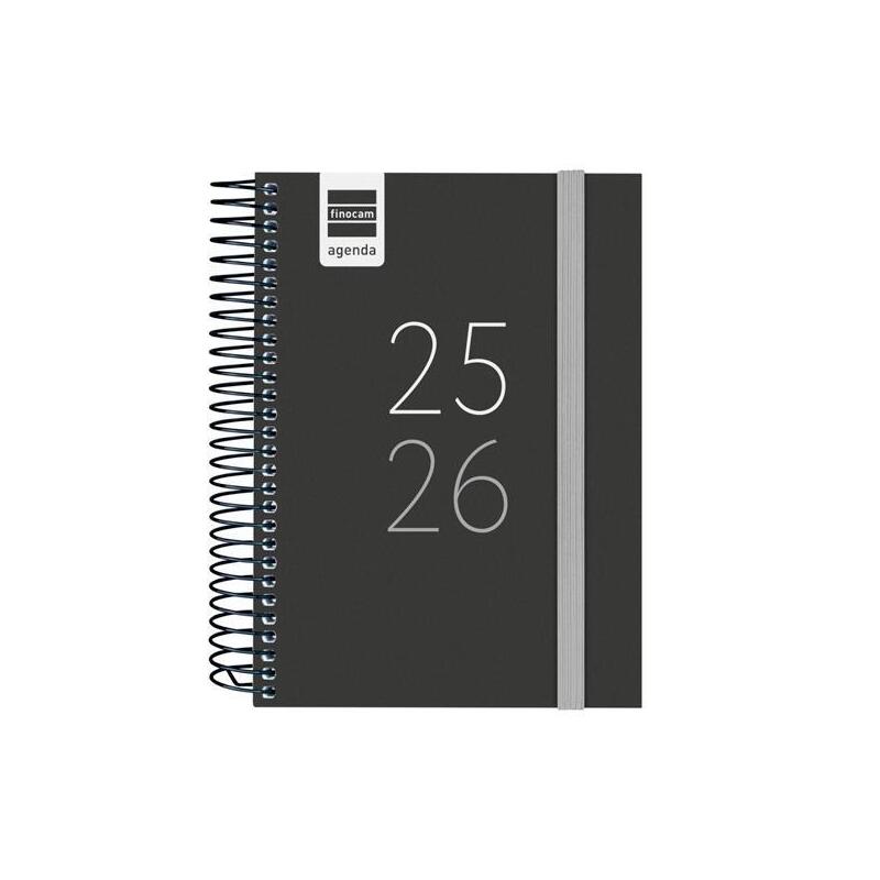 Finocam Agenda Secundaria Para Estudiantes Espiral 8º 1dp Negro 2025-2026