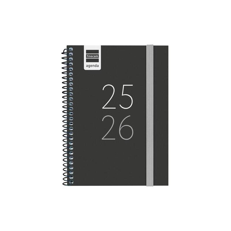 Finocam Agenda Secundaria Para Estudiantes Espiral 8º Svh Negro 2025-2026