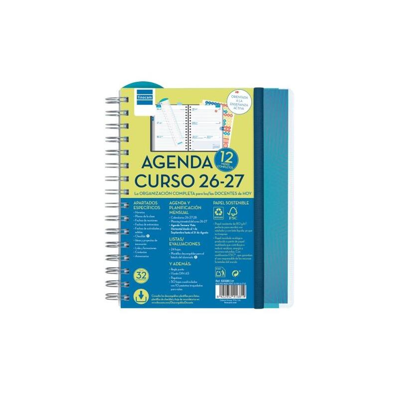 Finocam Magistral Agenda Escolar 26/27 - Semana Vista Horizontal - Formato 4º - 155x212mm - Tapas De Polipropileno -