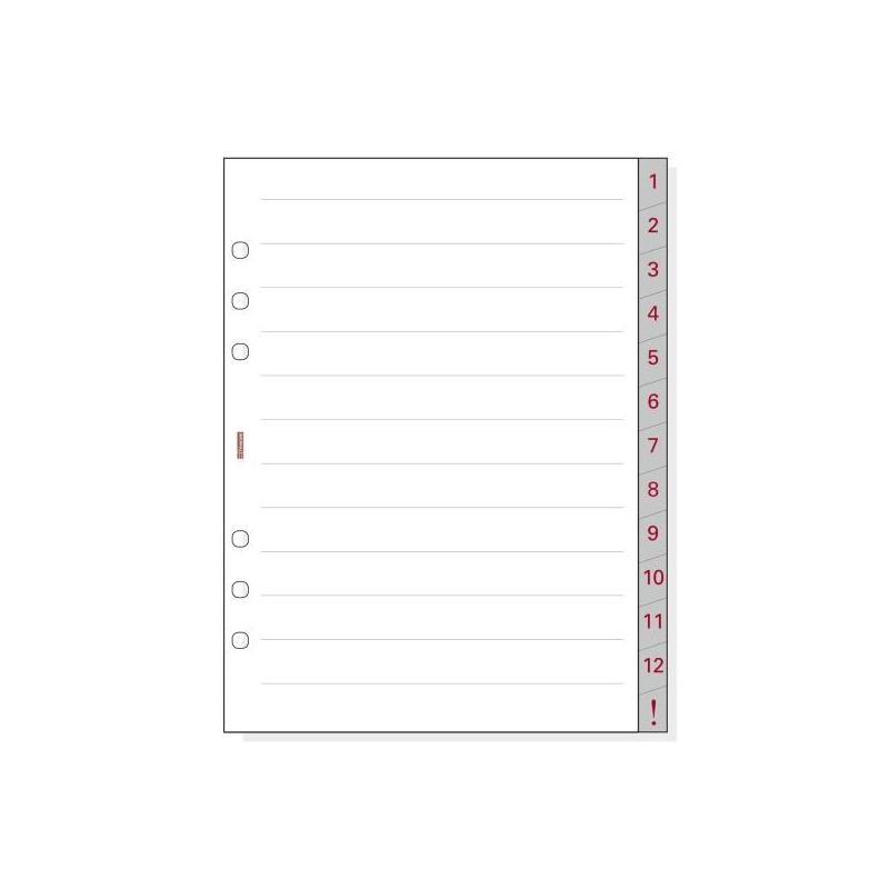 Finocam R1072 Separadores Numerados Para Agendas Open - 13 Solapas - Formato 1000 - 166x2x215mm - Papel - Blanco
