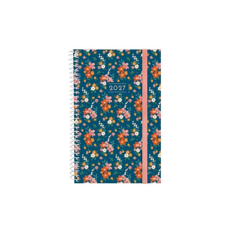Finocam Trendy Design Collection Flora Agenda - Anual 2027 - Semana Vista Horizontal - Formato E5 - 117x181mm - Espiral