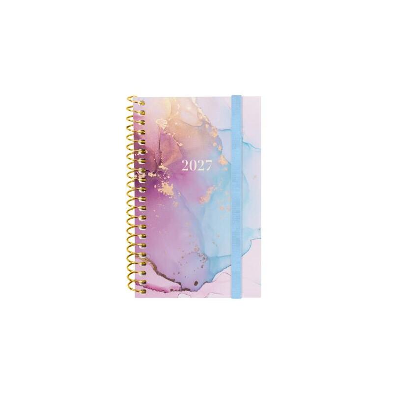Finocam Trendy Design Collection Goldy Agenda - Anual 2027 - Semana Vista Horizontal - Formato E3 - 79x127mm - Espiral