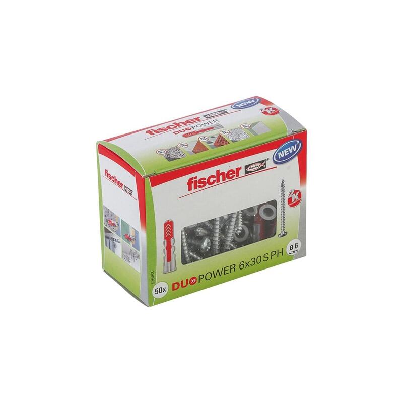 Fischer Duopower 6x30 S Ph Ld, Pasador Gris Claro/Rojo