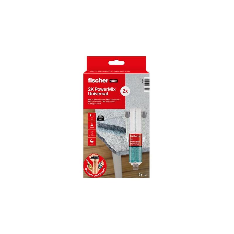 Fischer Gow Power Pegamento Multipack 25ml, 2 Piezas Transparente 570403