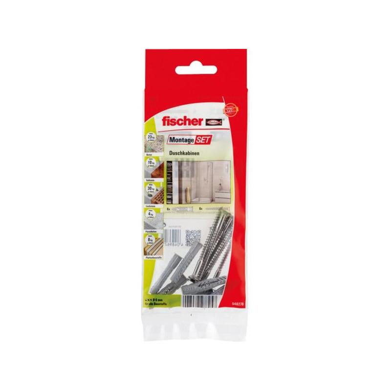 Fischer Juego De Montaje Para Cabina De Ducha B, Tacos Gris Claro, 12 Piezas 540278