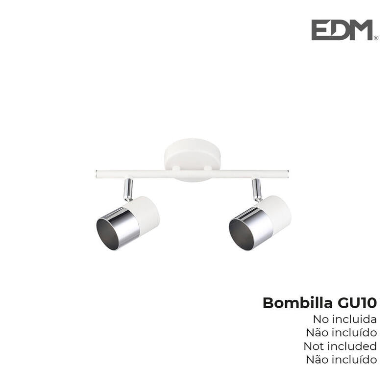 Foco Halogeno 2 Elementos Color Cromo+Blanco Hueso Gu-10 Modelo Moon Edm