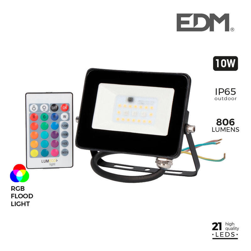 Foco Proyector Led Rgb 10w 806 Lumens Edm