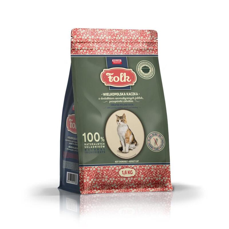 Folk Pato De La Gran Polonia Con Manzanas, Codorniz Y Arenque Alimento Seco Para Gatos - 1,6 Kg