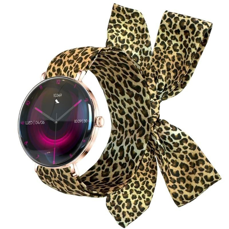 Forever Smartwatch Lucca Sb-370 Notificaciones Frecuencia Cardiaca Oro Rosa Incluye Correa Leopardo