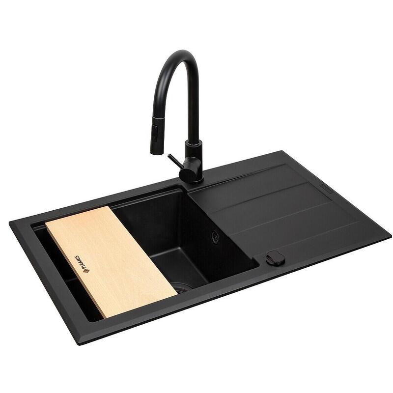 Fregadero Conjunto - Pyramis Sparta Plus Lux (78x48) 1b 1d + Bateria Idea Black Edition - 070175802be - Volcano