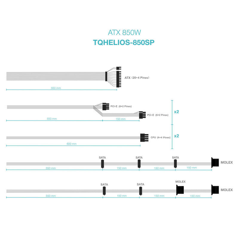 Fuente De Alimentación Tooq Tqhelios-850sp 850w Ventilador 12cm 80 Plus Bronze