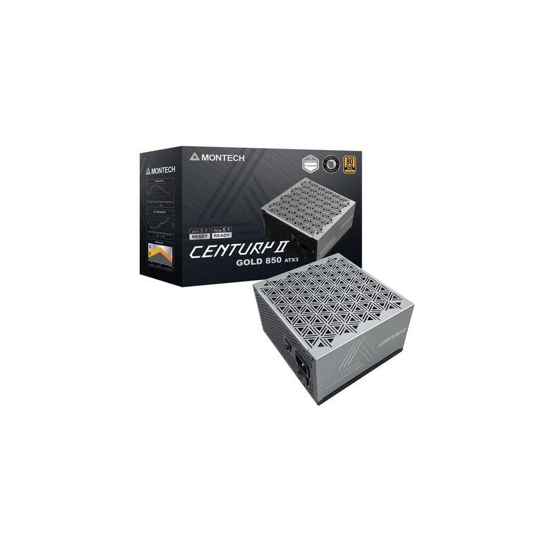 Fuente De Alimentación Montech Century Ii 850 Silver, 1x Gpu De Alta Potencia De 12 Pines, 4x Pcie, Gestión De Cables, 850 Vatios 4710562747263.0