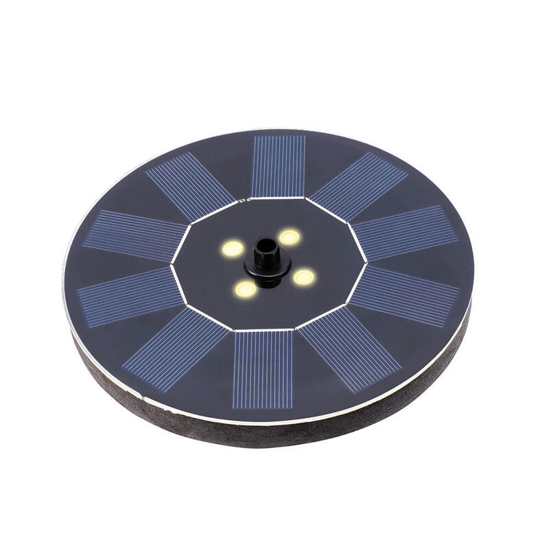 Fuente Solar De Jardín, De Plástico, Luz Blanca Cálida, 4 Leds; Ø16 X 3,5 Cm