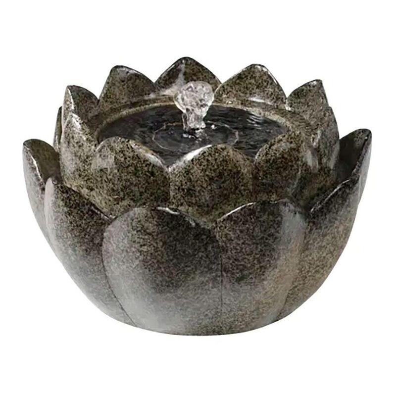 Fuente Solar Para Exterior Ip68, Forma De Flor De Poliresina; Ø23 X 13,5 Cm