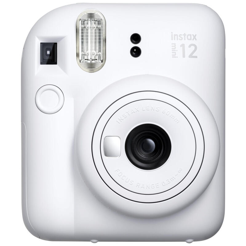 Fujifilm Instax Mini 12 Clay White Camara Instantanea - Tamaño De Imagen 62x46mm - Flash Auto - Exposicion Automatica - Mini Espejo Para Selfies - Modo Primer Plano