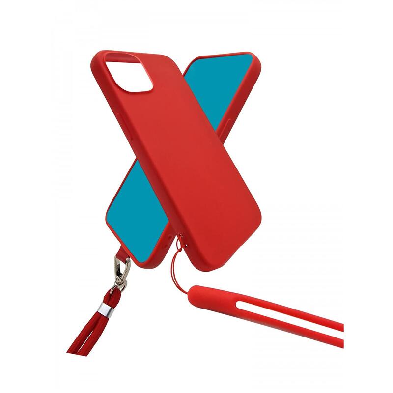 Funda De Silicona Con Cordón Para Cuello Y Muñeca Incluido Para Samsung Galaxy S23 Rojo - Jaym® Pop**