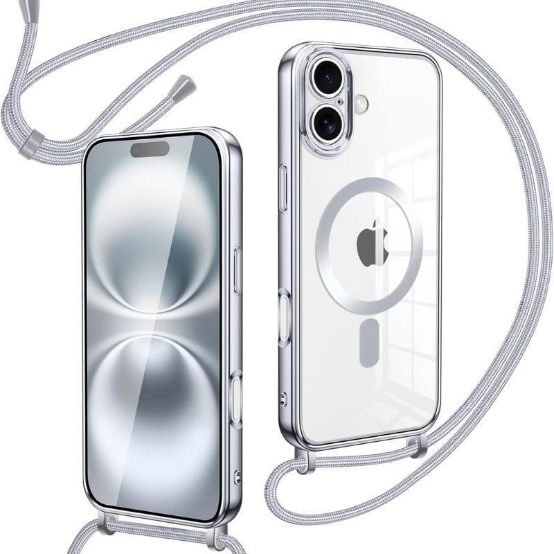 Funda Magnética Con Colgante Para Iphone 16 Plata