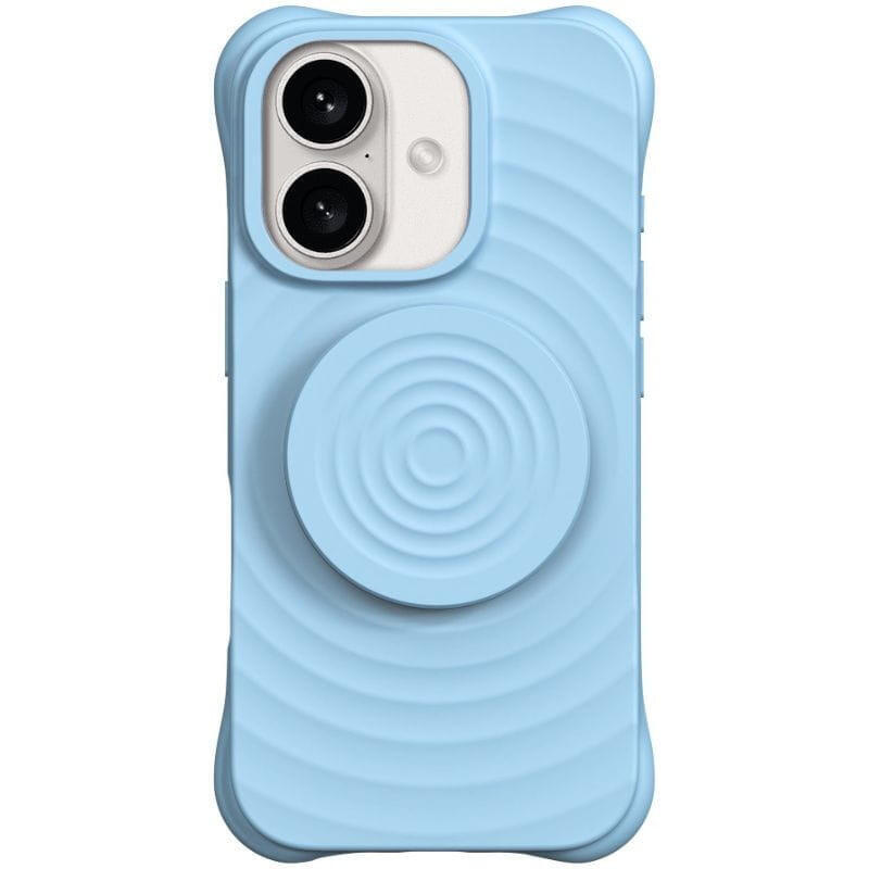 Funda Magnética De Silicona Ondulada Con Soporte Magsafe Iphone 16 Azul Claro