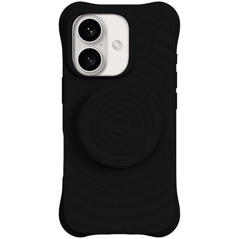 Funda Magnética De Silicona Ondulada Con Soporte Magsafe Iphone 16 Negro