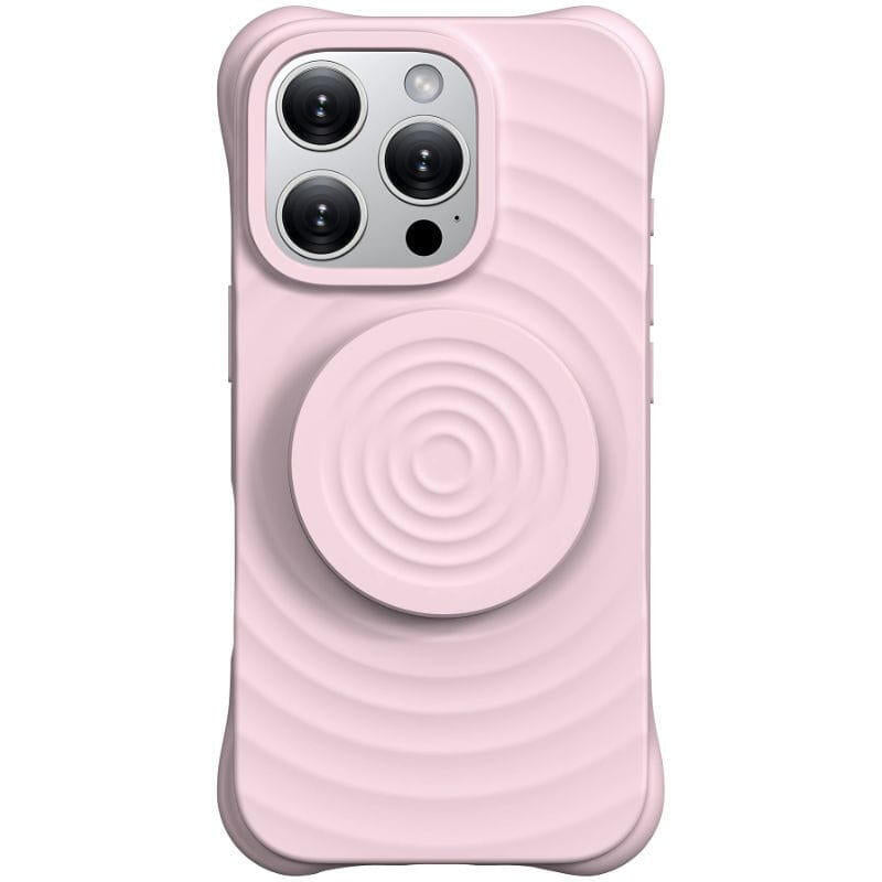 Funda Magnética De Silicona Ondulada Con Soporte Magsafe Iphone 16 Pro Max Rosa