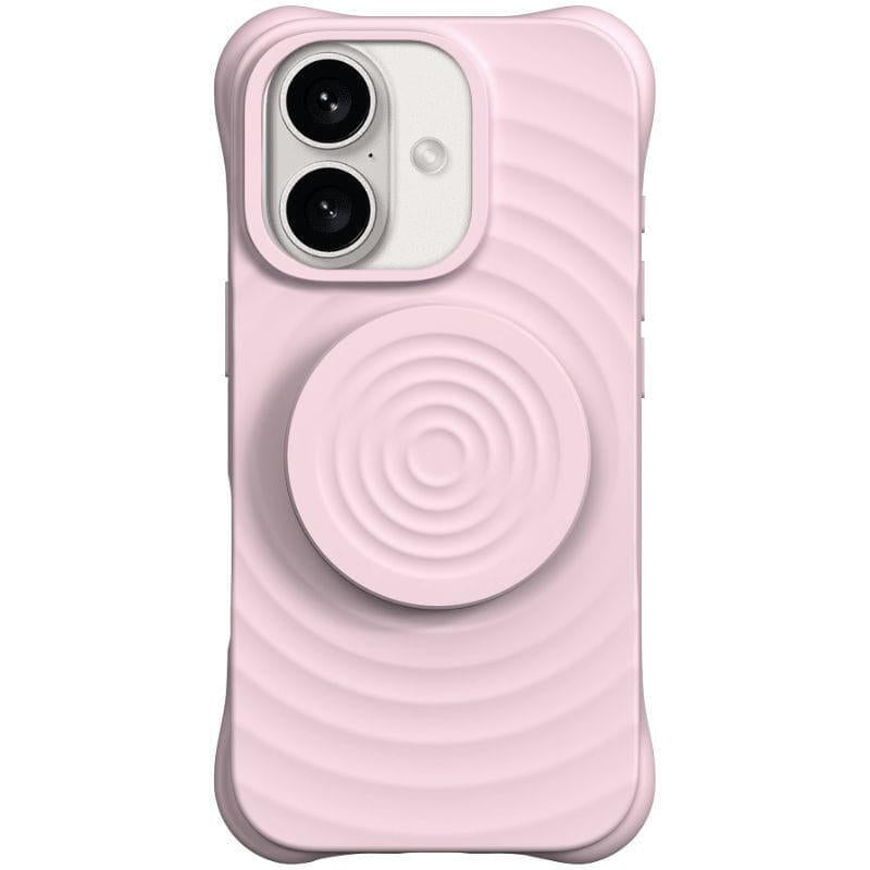 Funda Magnética De Silicona Ondulada Con Soporte Magsafe Iphone 16 Rosa