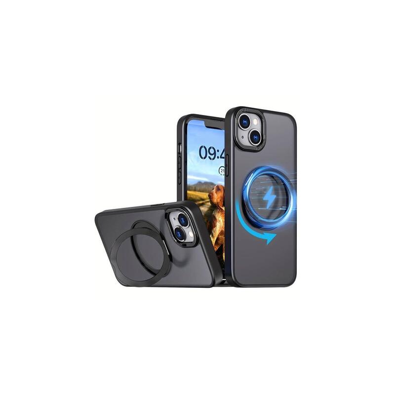Funda Reforzada Compatible Iphone 16 Pro Con Anneau Stand Magsafe Rotatif - Negro - Jaym®