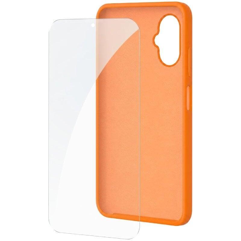 Funda Silicona + Protector De Pantalla De Cristal Templado Spc Wuum One Protection Pack 4354p Compatible Con Spc Wuum One Naranja