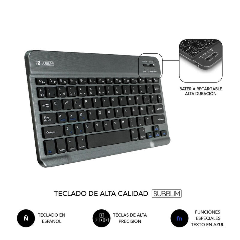 Funda + Teclado Tablet Keytab Pro Bt Lenovo M10 Fhd Tb-X606 10.3'' Black Subblim Exclusiva Lenovo Tab M10 Fhd Tb-X606/ Bluetooth