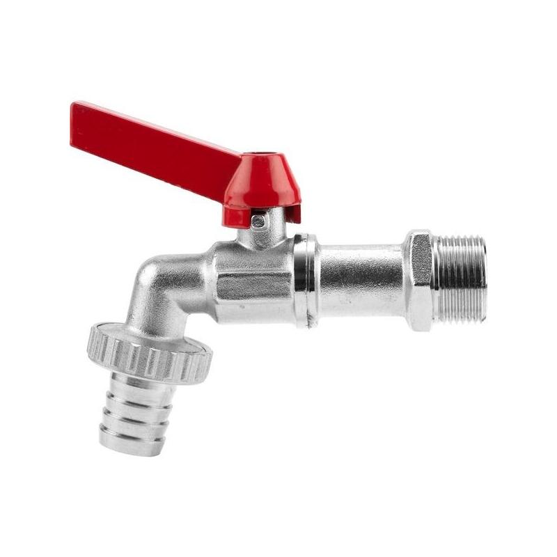 Gardena Válvula De Drenaje De Bola 7333-20, Grifo De Agua (Plata/Rojo, 33,3 Mm (G 1"), 19 Mm (3/4"))